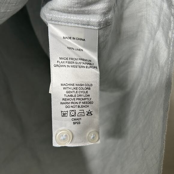 Quince European Linen Button Up Shirt Women’s Large Mist Blue NWT Long Sleeve - Picture 7 of 9